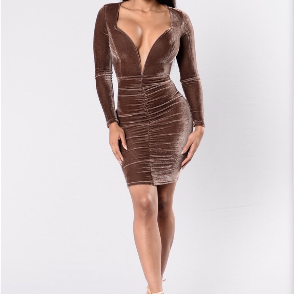 NWT!! Fashion Nova Sheer Brown Mini Dress